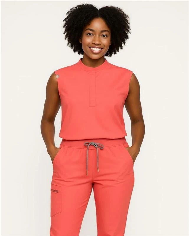 mandarin_color_top_with_magnets_design_at_the_neckline_jagger_pants_1